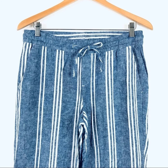 Old Navy Linen Blend Striped Wide Leg Pants Blue S - Picture 2 of 8